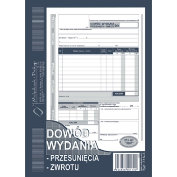 Dowód wydania - przesunięcia - zwrotu A5 316-3